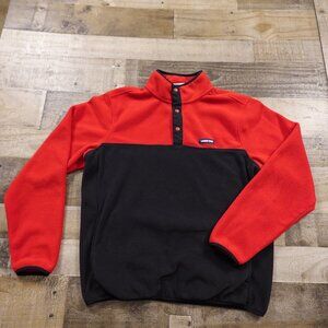 Lands’ End Fleece Snap Pullover - Red & Black - Men's Size Medium